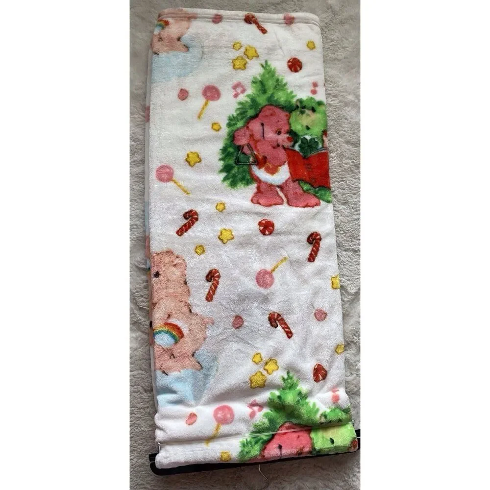 Care Bears Christmas Carols Holiday Tree Candy Cane‎ Throw Blanket 50” X 70” NEW